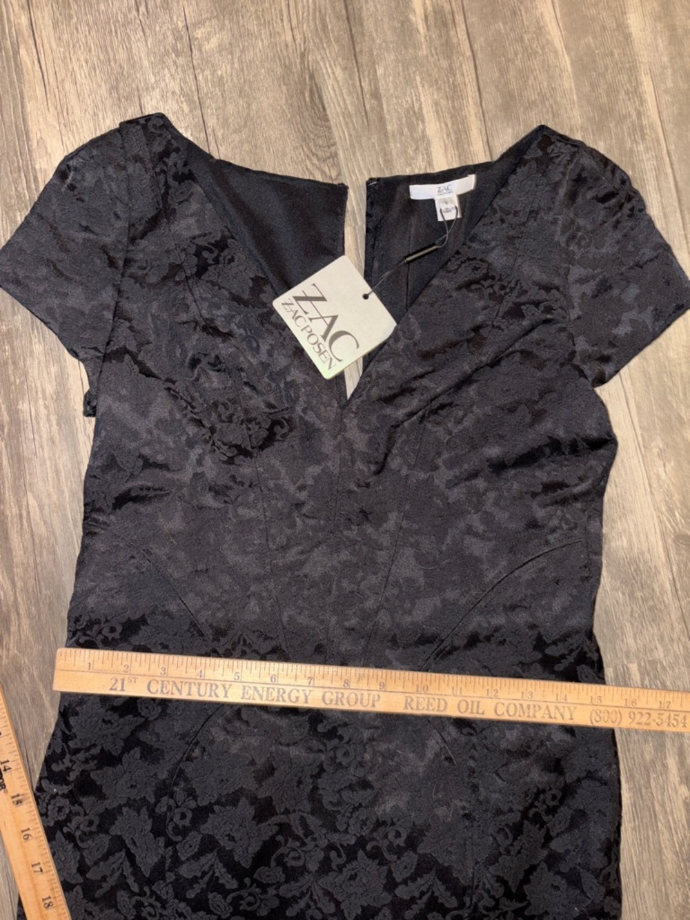 NTW Designer Zac Posen jacquard black cocktail dress blouson top peplum back 8 - Picture 5 of 9